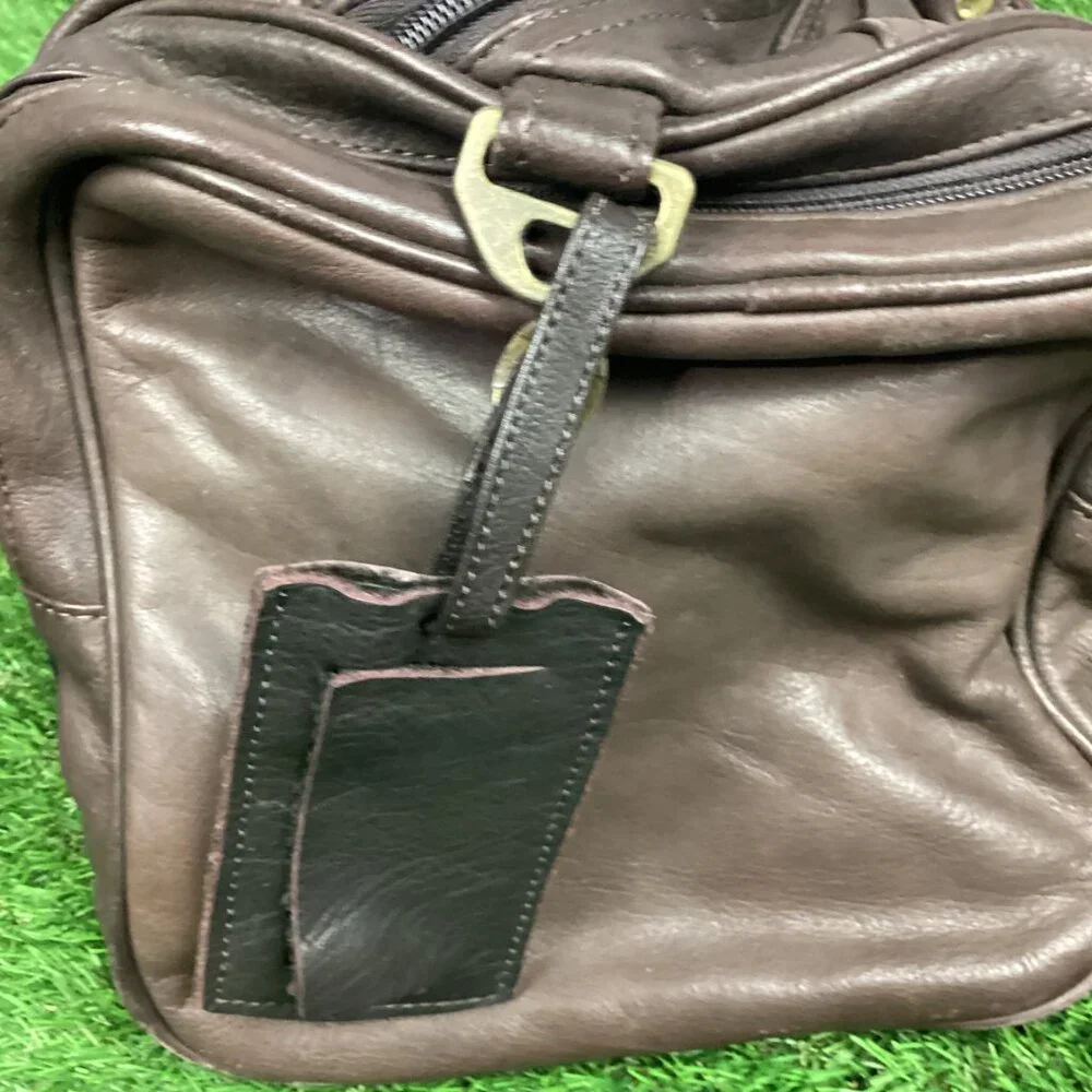 Canyon Outback Large Brown Leather Duffel Bag Canon Camera Promotional Item VTG